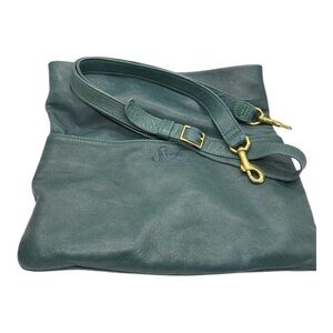 Sseko Fold over leather green crossbody clutch